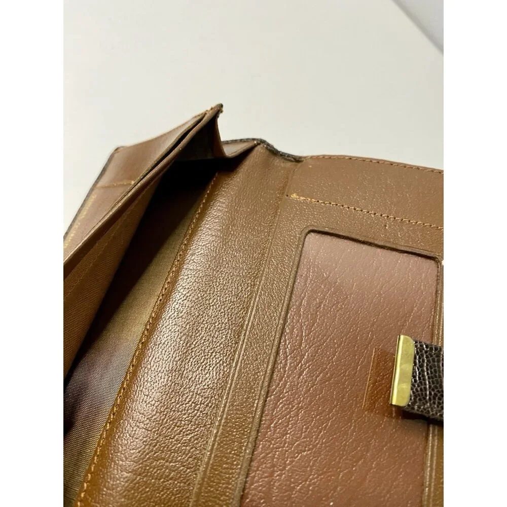 Genuine Ostrich Leg Clutch Bag Wallet Gold Tone Hardware‎ vintage READ